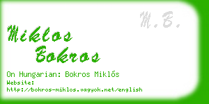 miklos bokros business card